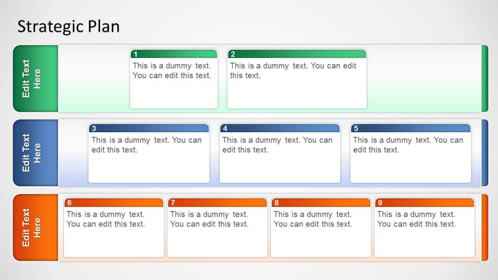Three Horizontal Stages Strategy Board for PowerPoint - SlideModel