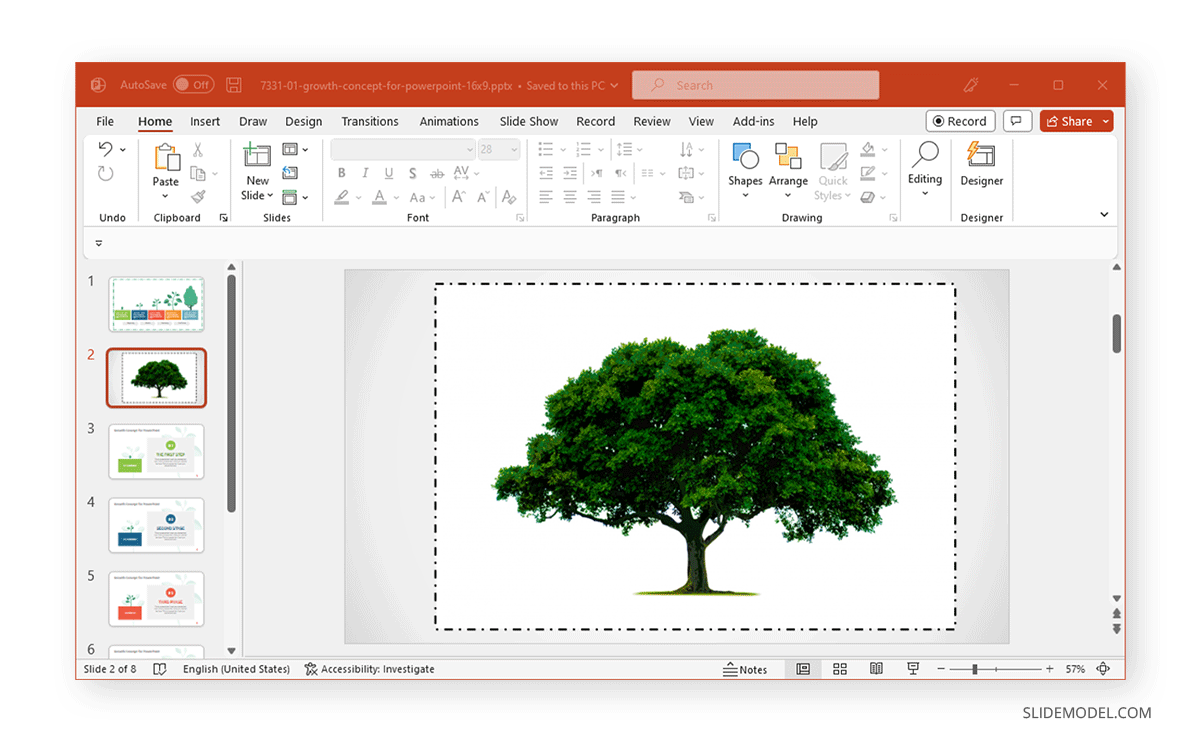 End result for how to add border in PowerPoint