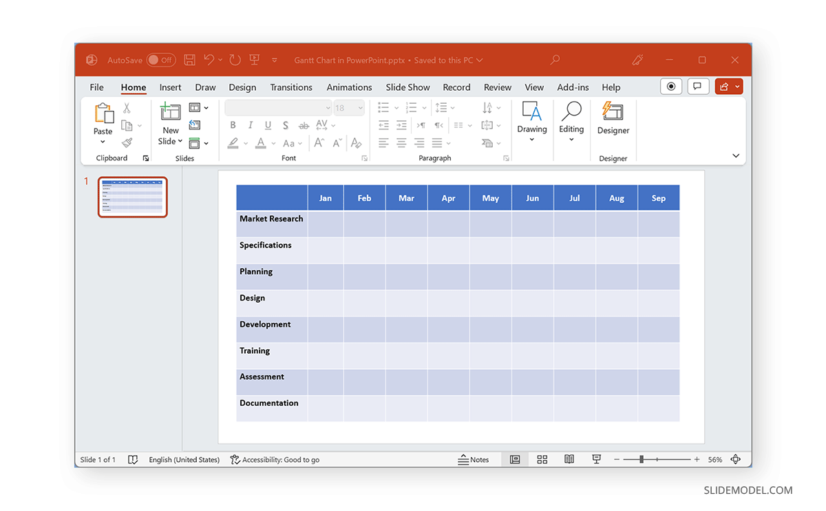 Label table in PowerPoint