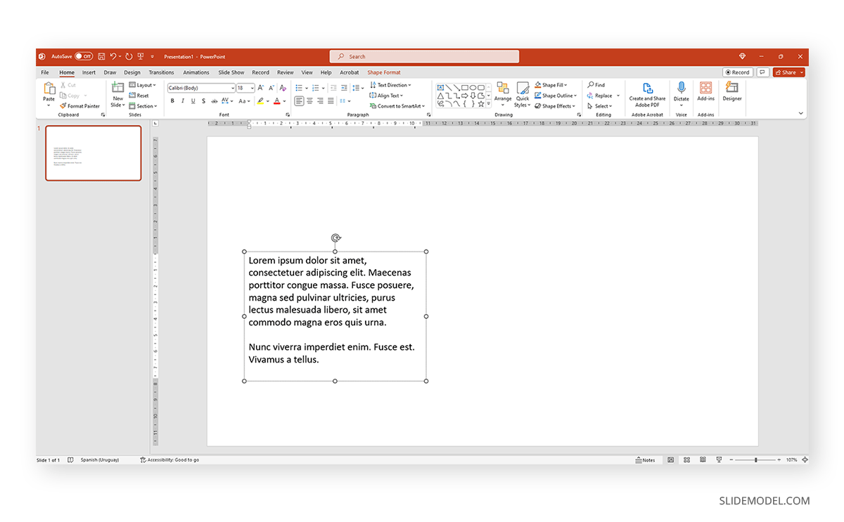 Creating a placeholder text in PowerPoint