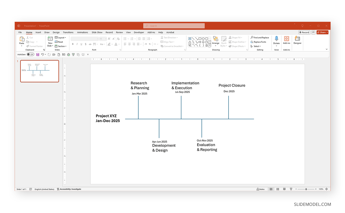 Add text to PowerPoint timeline made with shapes