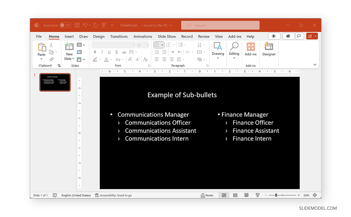Custom styled sub bullets in PowerPoint slide