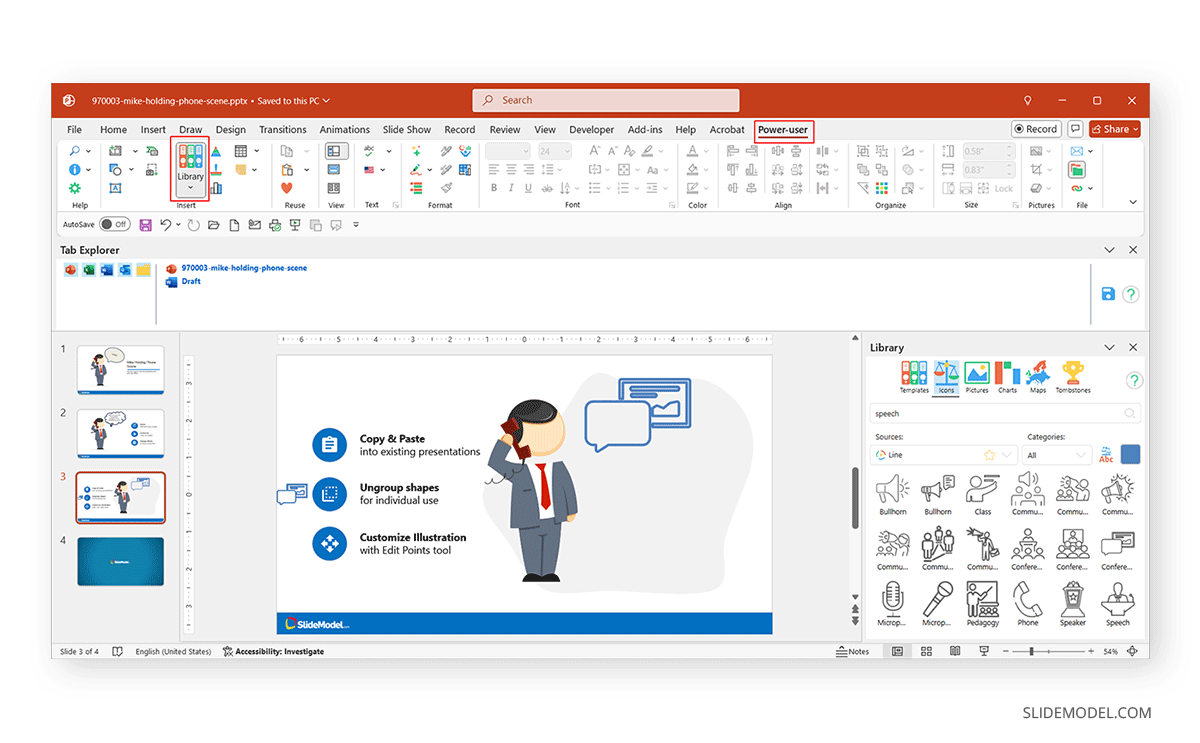 Using Power User add-in in PowerPoint