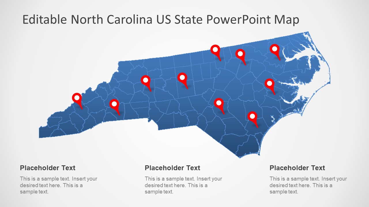 Editable PowerPoint Map Blue
