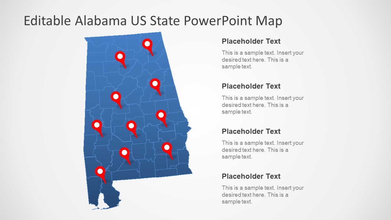 Editable Map of Alabama and Counties