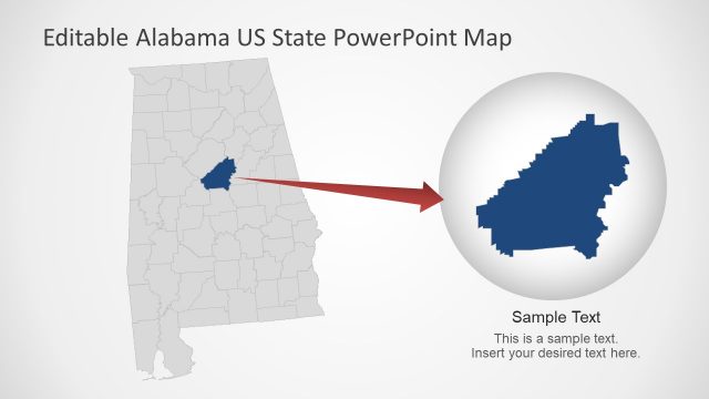 Editable Map of Counties Alabama PPT