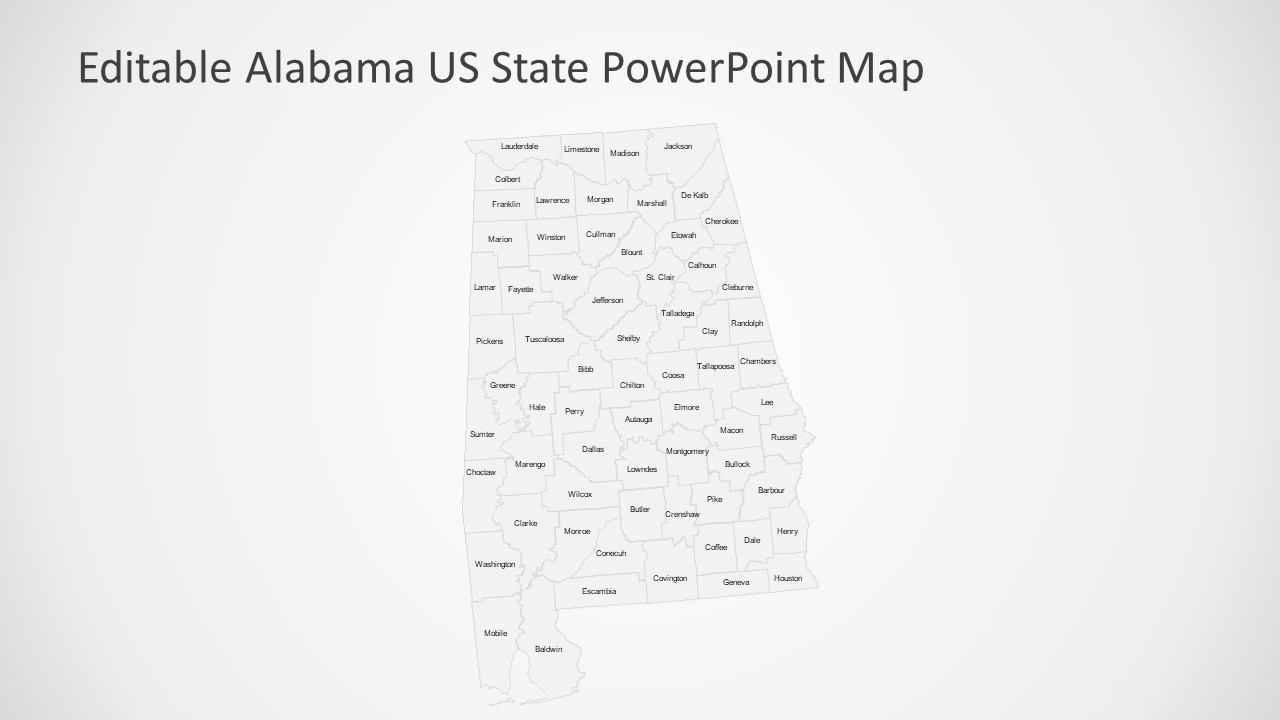 Counties in Alabama PowerPoint Map