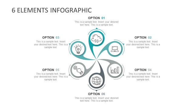 6 Steps Twirl Design PowerPoint Diagram