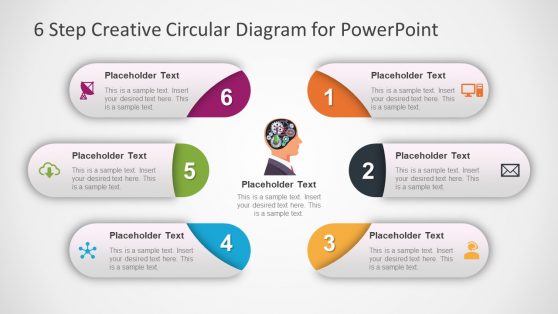 6 Step Brain Machinery Circular Diagram for PowerPoint