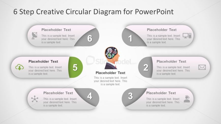 Circular PowerPoint Brain 6 Steps