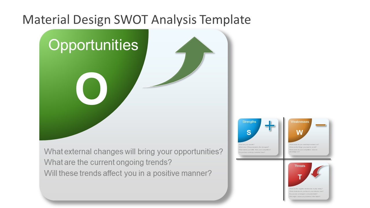 Blue Swot Slide For Powerpoint With Material Design S Vrogue Co