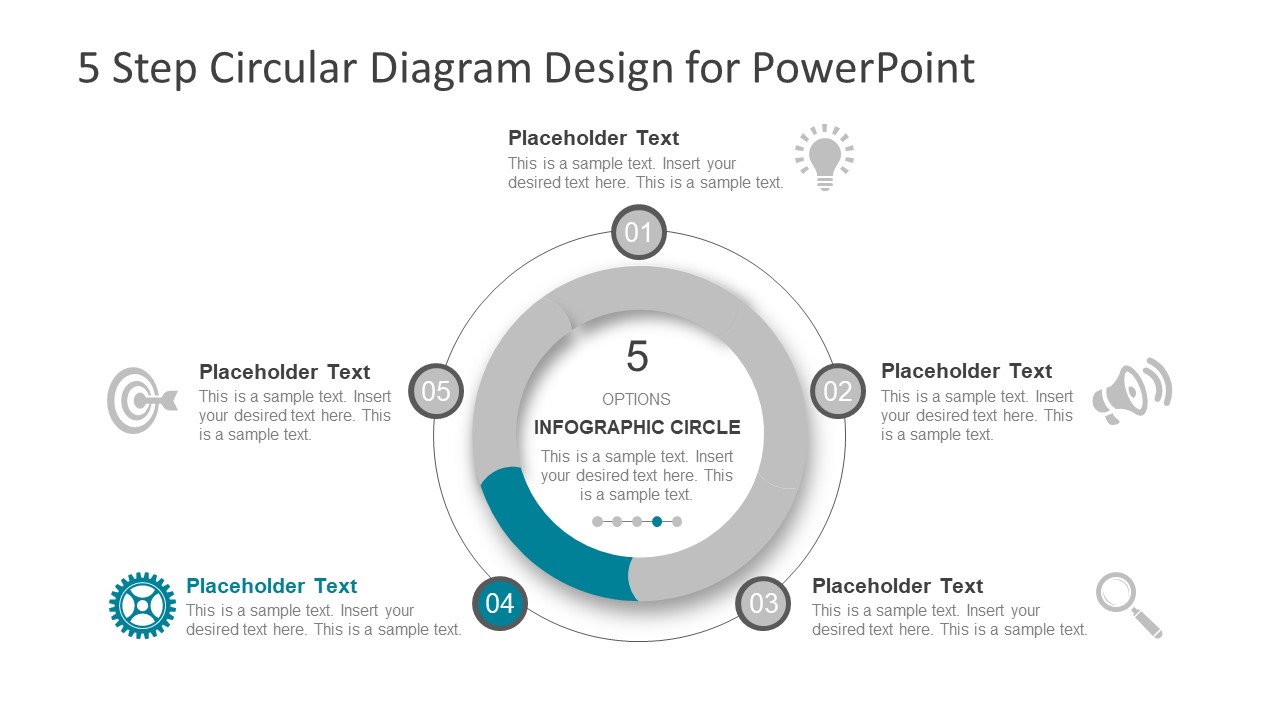 5 Step Circular Diagram Design for PowerPoint - SlideModel