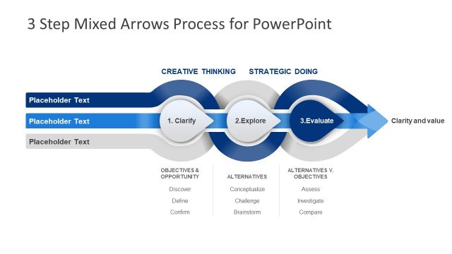 IDM PowerPoint Diagram 3 Arrow Steps