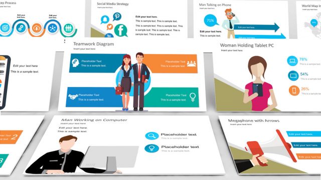 Flat Business Office Scenes PowerPoint Templates