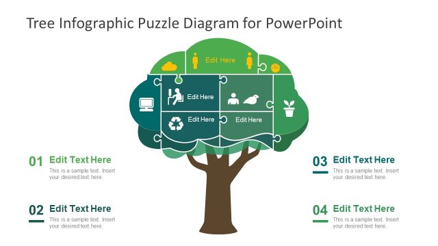 Tree Infographic Puzzle Diagram for PowerPoint