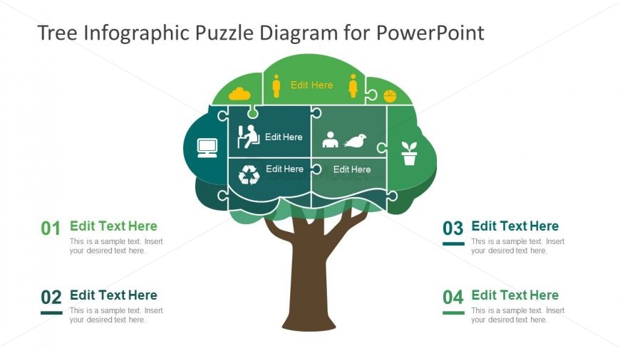 PowerPoint Puzzle Diagram of Tree