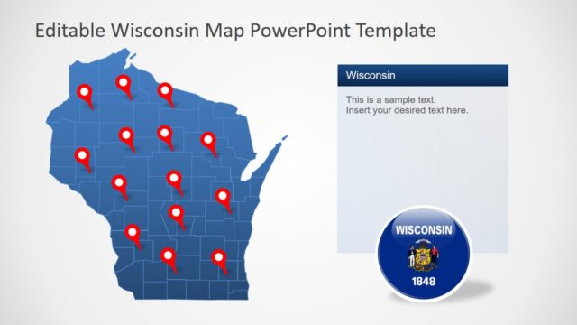 Map of Wisconsin in PowerPoint