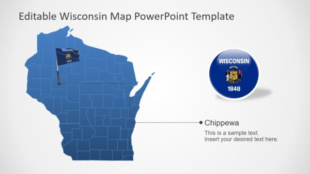 Map and Flag of Wisconsin Template