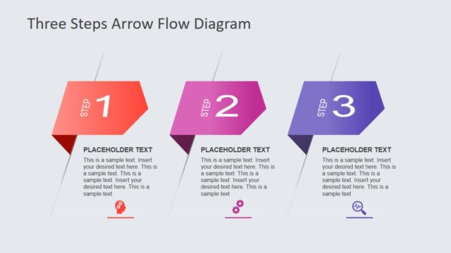 3 Steps Arrow Flow Diagram Template for PowerPoint