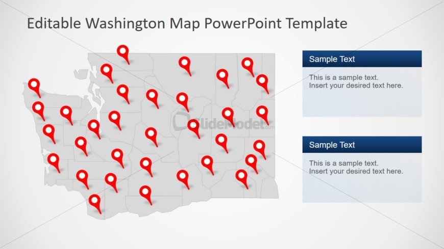 Gray Map Template Washington