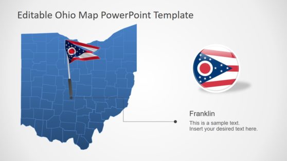 Ohio PowerPoint Map Template with Flag - SlideModel