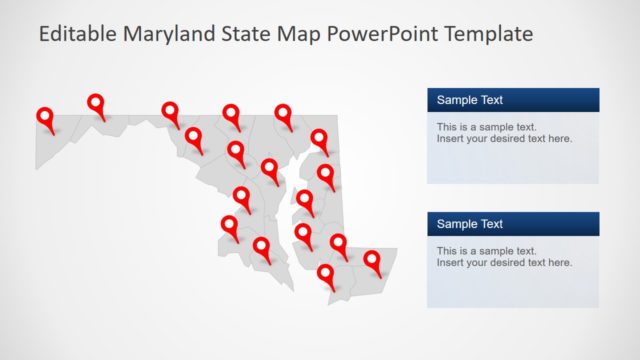 Gray Maryland Outline Map PPT