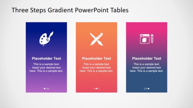 Three Steps Gradient PowerPoint Tables