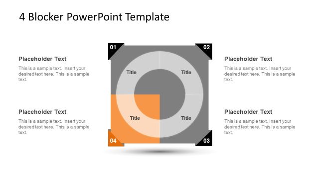 Circular and 4 Squares PowerPoint Diagram