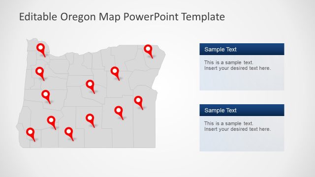 Gray Map of Oregon State PowerPoint