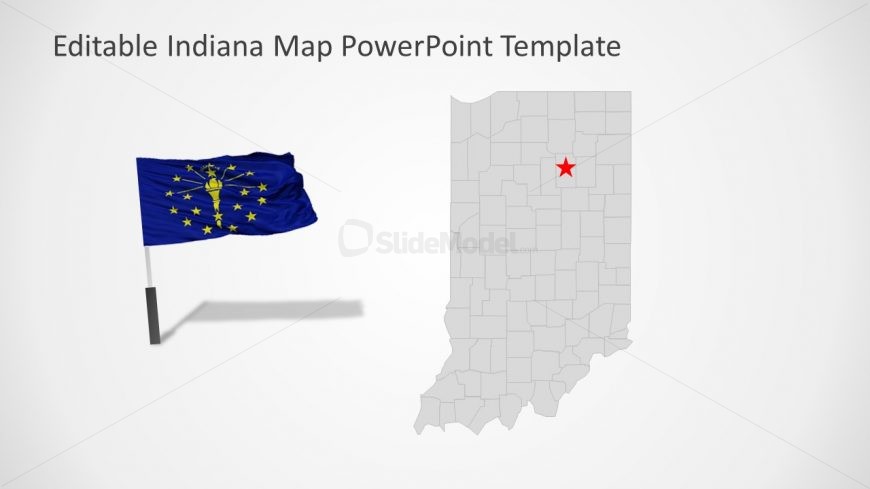 Flag and Map of Indiana 