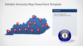 Location Markers on Map of Kentucky 