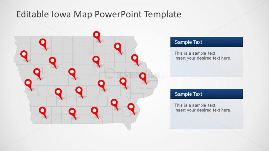 Editable Map of Iowa in PowerPoint