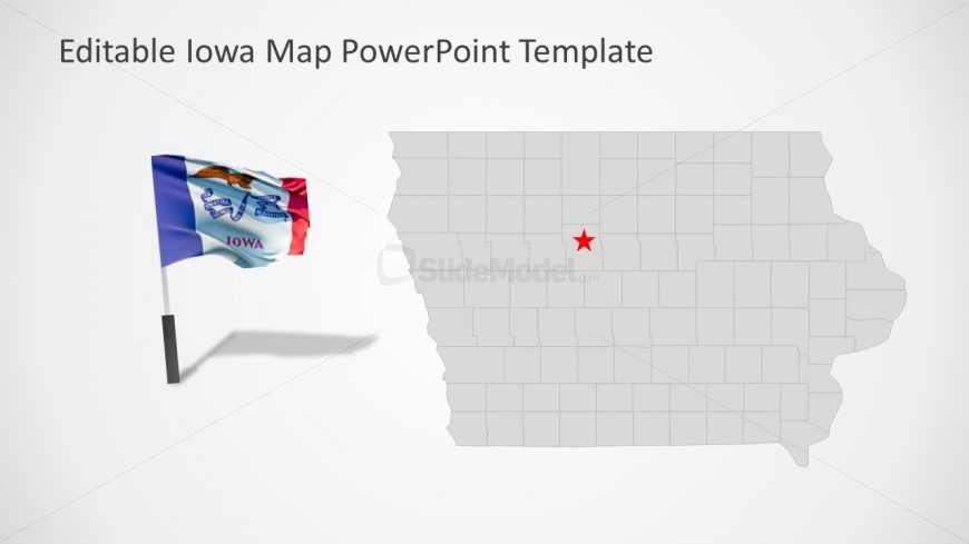 PowerPoint Editable Map of Iowa