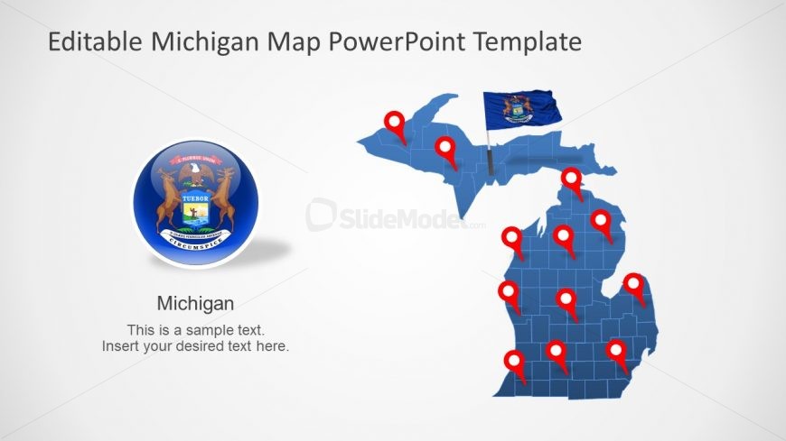 Slide of Map and Flag of Michigan