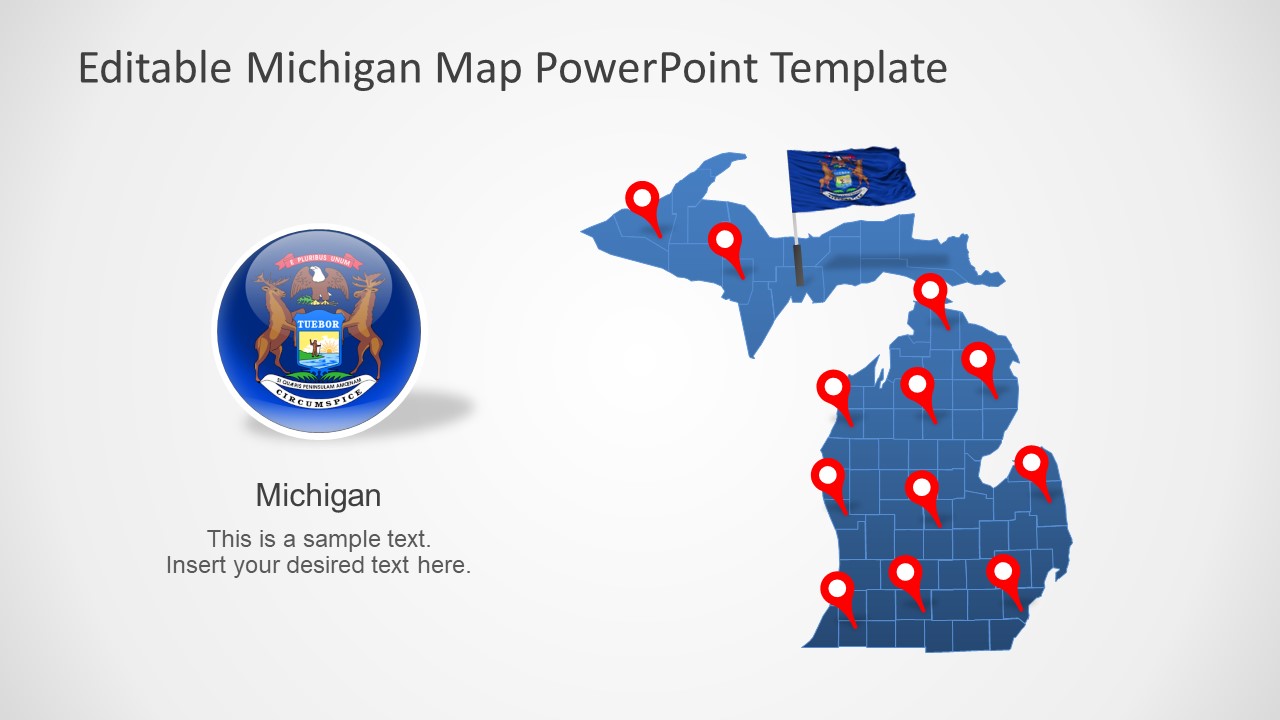 Slide of Map and Flag of Michigan
