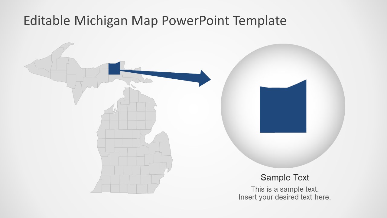 Michigan US State With Counties PowerPoint Map SlideModel