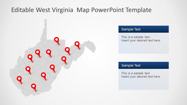 Location Pins on Map of West Virginia PPT