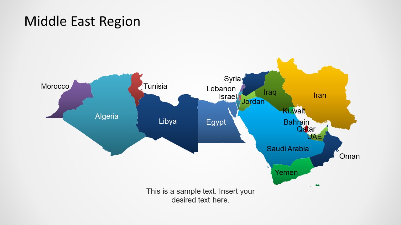 Colorful Map of Middle East 
