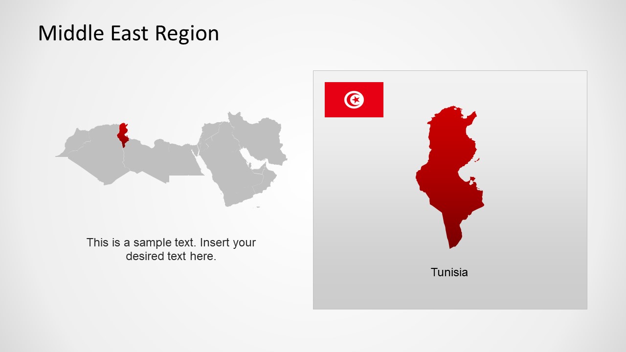 Silhouette Map of Tunisia Middle East