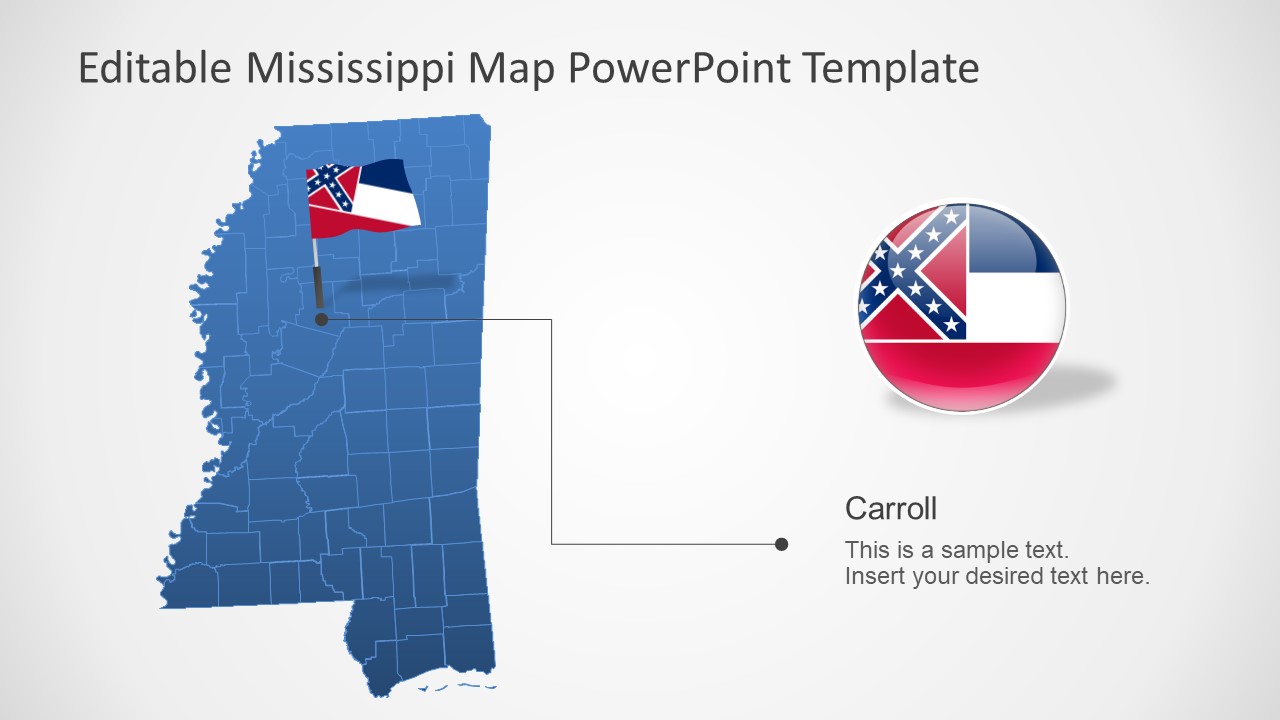 Templates of Mississippi Editable Map