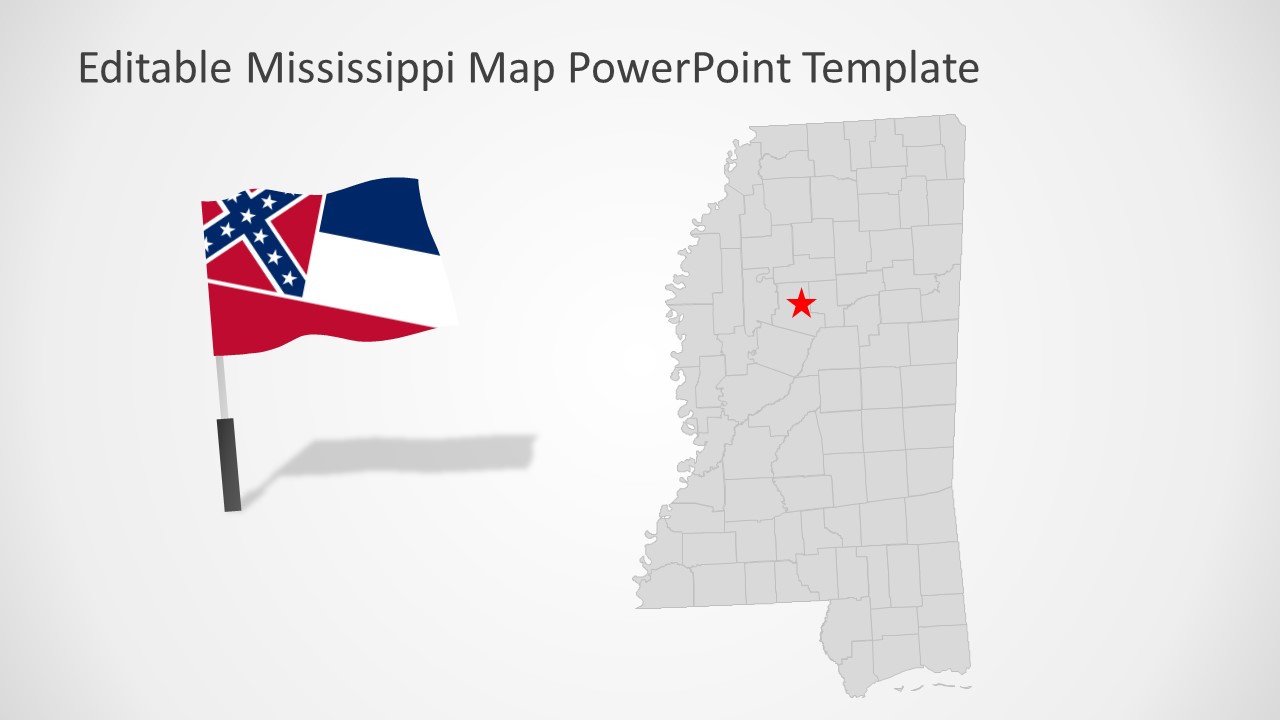 PowerPoint Mississippi Map with Flag