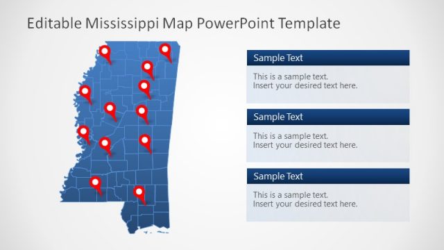 Silhouette Map Mississippi Blue Map Template