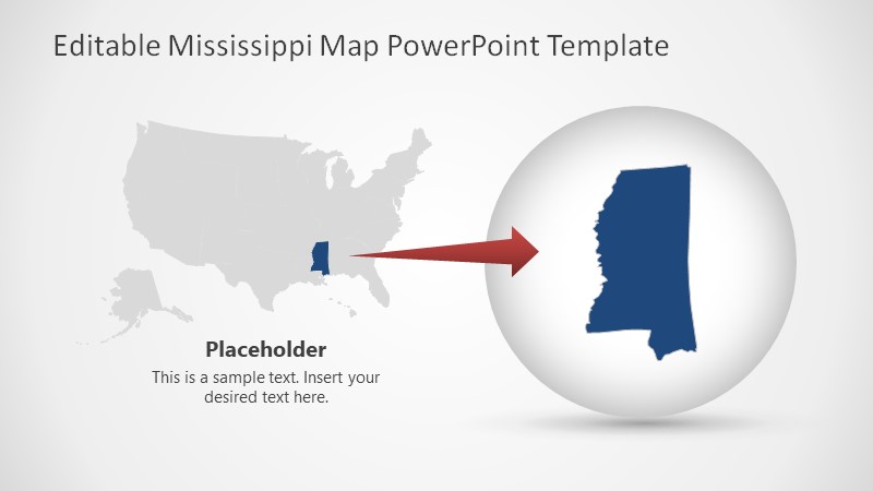 Mississippi Map Zoom on USA Map PowerPoint