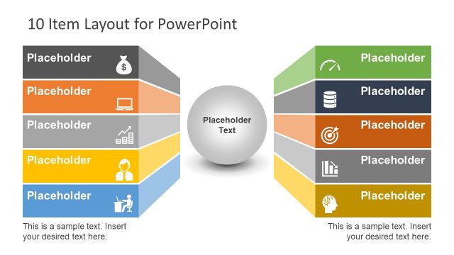 10 Item Tunnel Layout PowerPoint Diagram