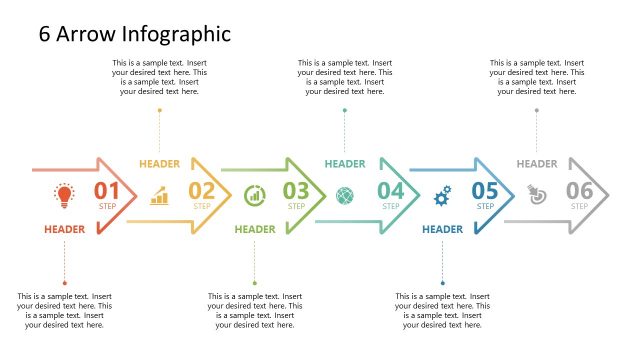 6 Steps Arrows Milestone Timeline Template