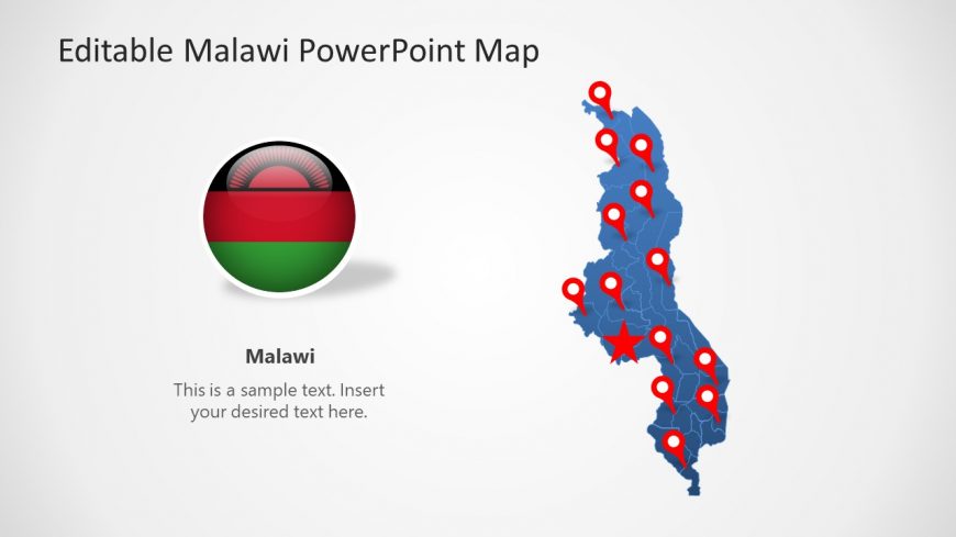 Editable Map of Malawi PPT