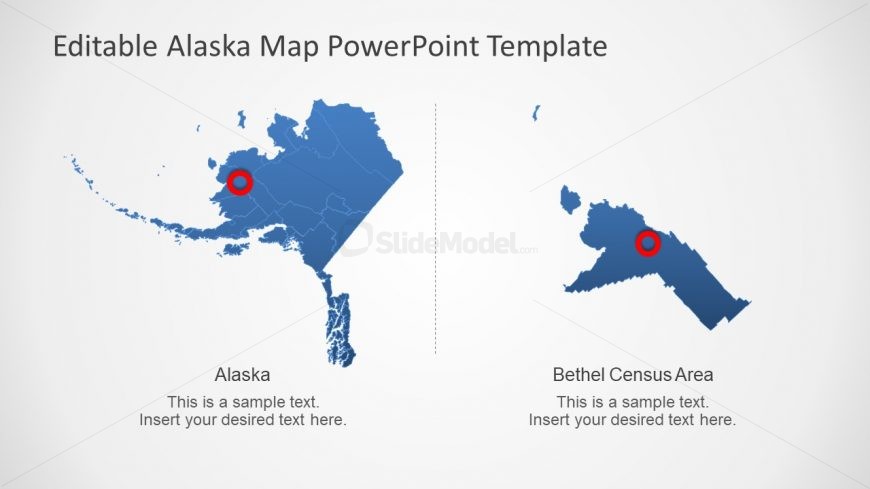 Blue Editable Map of Alaska in PowerPoint
