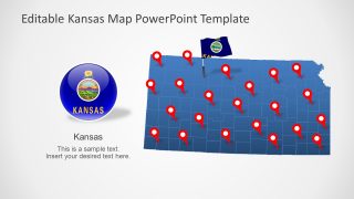 Blue Editable Map of Kansas 