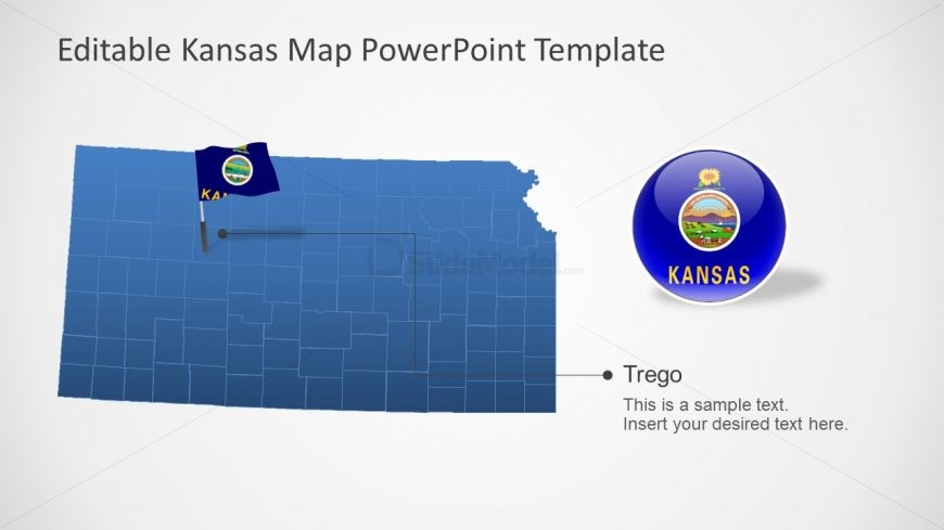 Map and Flag PowerPoint Kansas Template 