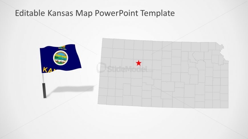 PowerPoint Map of USA State of Kansas